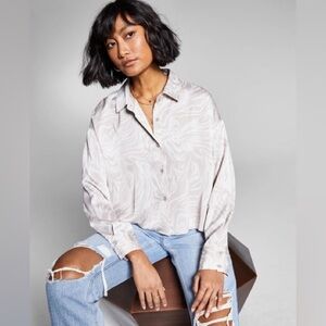 NWT And Now This Matching Swirl Print Satin Skirt and Blouse Set